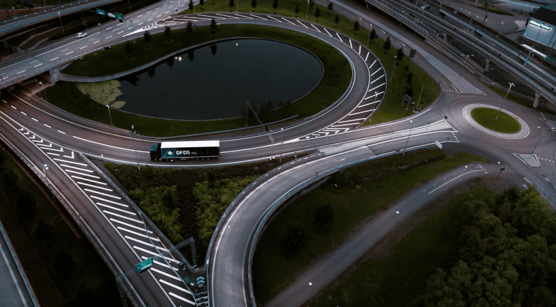 DFDS big circle highway with DFDS truck