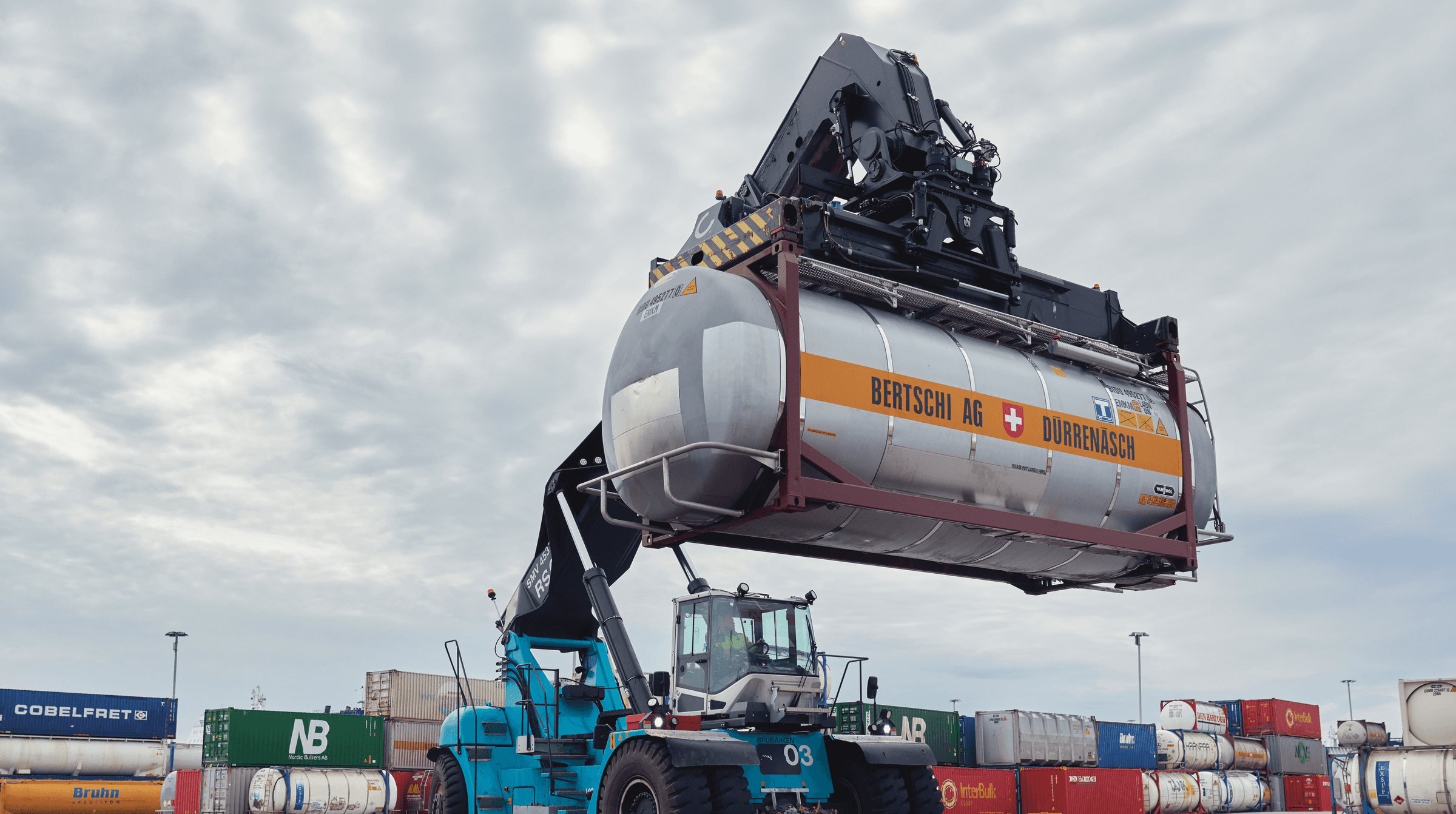 DFDS Logistics chemical deposit being lifted at the terminal
