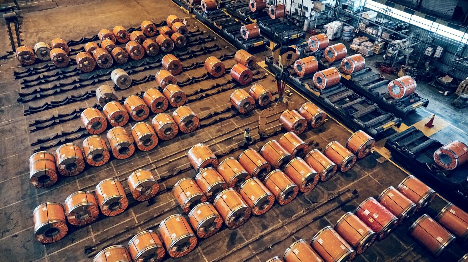 Metals coils stored inside a DFDS Logistics warehouse